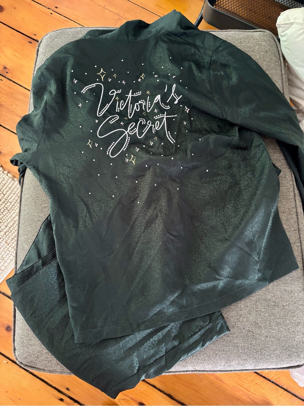 Victoria's Secret Forest Green Silk Pajama set